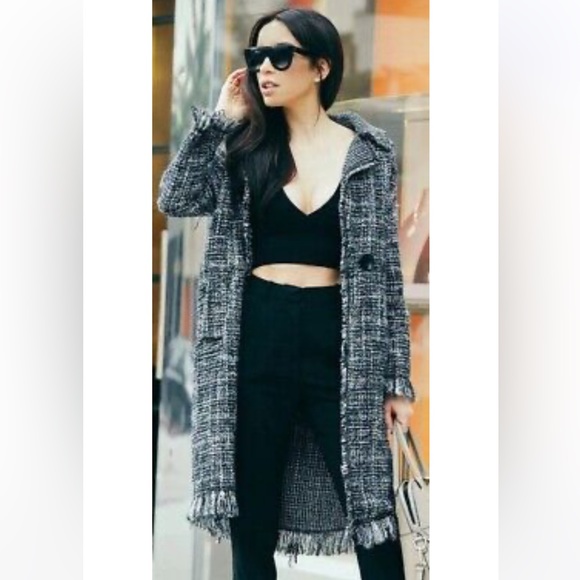 Zara nwt wool frayed edge coat - Picture 7 of 12